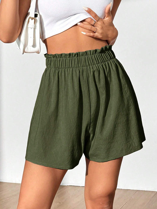 High Waist Soft Shorts – Olive Green