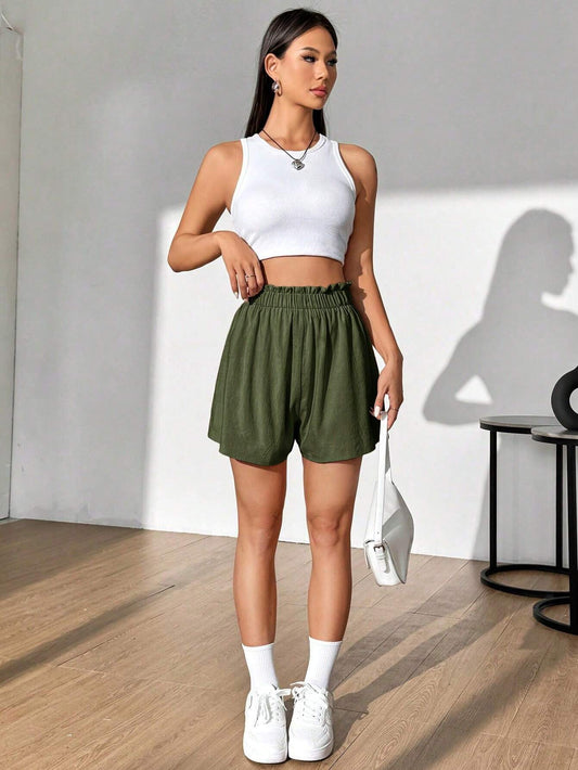 High Waist Soft Shorts – Olive Green